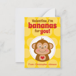 Monkey Mini Classroom Valentine Cards for Kids Mitteilungskarte