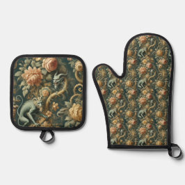 Monkey Minion Mischief - Gothic Viktorianisch Ofenhandschuh & Topflappen-Set