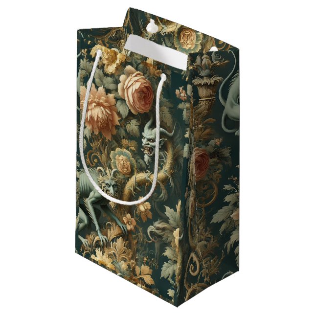 Monkey Minion Mischief - Gotisches Barock Kleine Geschenktüte (Vorderseite Schrägansicht)