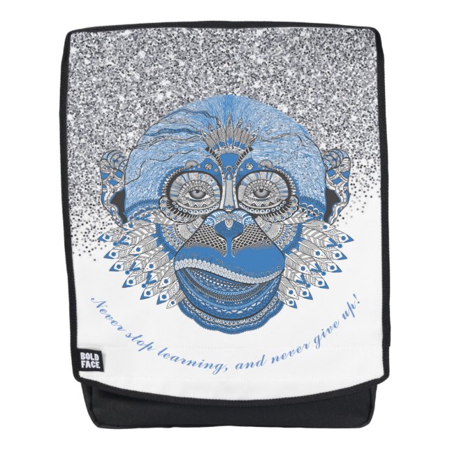 Monkey mit Zitat Rucksack (Vorderseite)