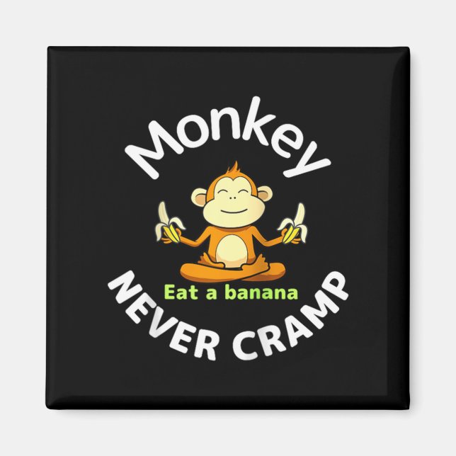 Monkey Never Cramp Eat A Banana Raglan Baseball Te Magnet (Vorne)