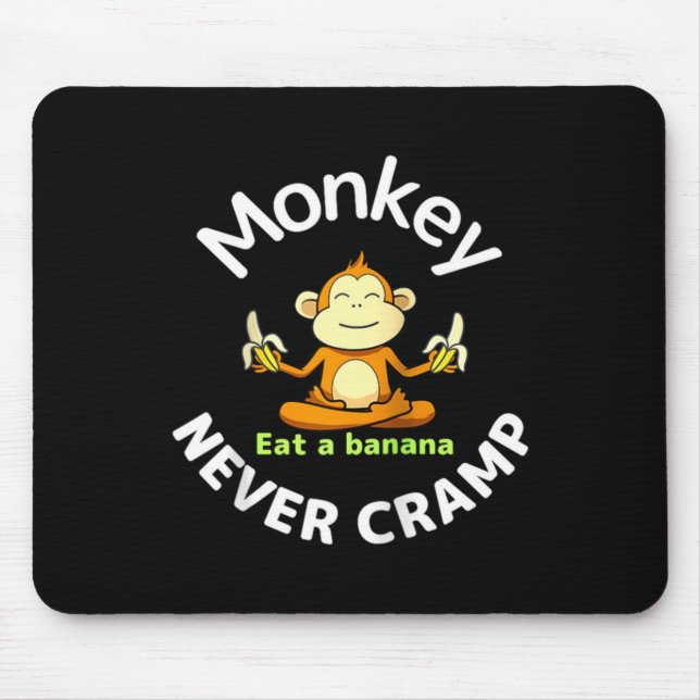 Monkey Never Cramp Eat A Banana Raglan Baseball Te Mousepad (Vorne)