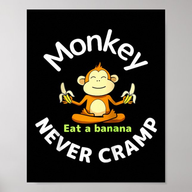 Monkey Never Cramp Eat A Banana Raglan Baseball Te Poster (Vorne)