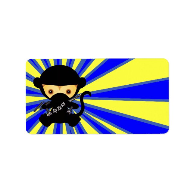 Monkey Ninja Kawaii Stil Adressaufkleber (Vorne)