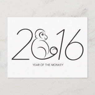 Monkey Numerals 2016 Chinesischer Neujahrsmond Lin Feiertagspostkarte