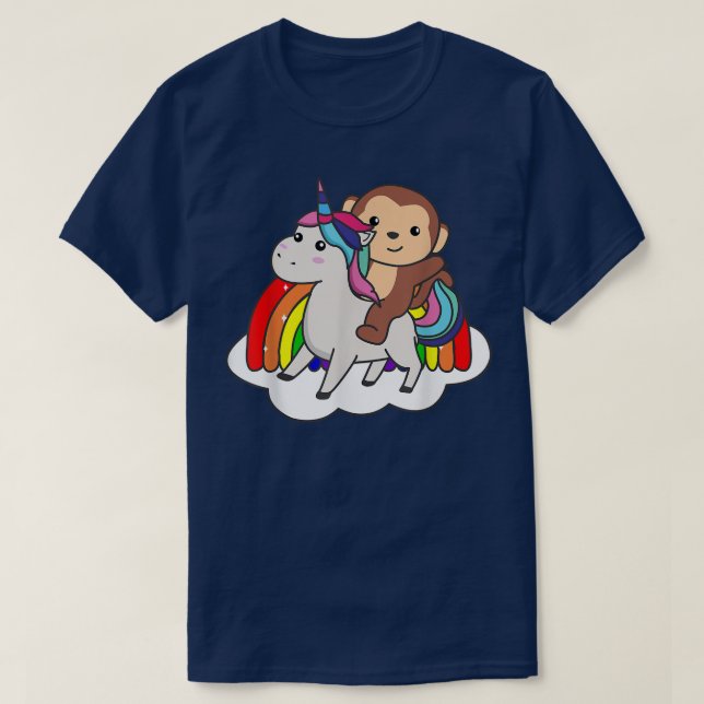 Monkey On Unicorn Rainbow Animals Sweet Monkey Uni T-Shirt (Design vorne)