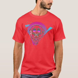 Monkey Outer Space Synthwave Vaporwave Retro Astro T-Shirt