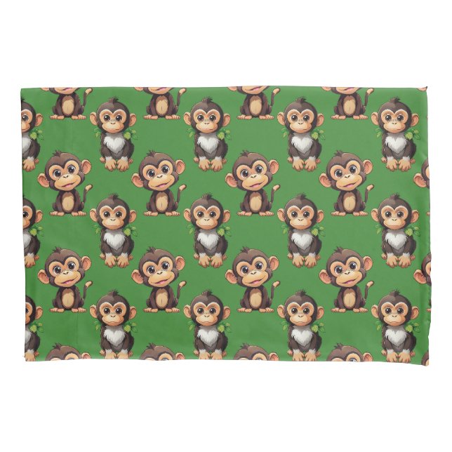 Monkey Pattern Design Green  Kissenbezug (Vorderseite)