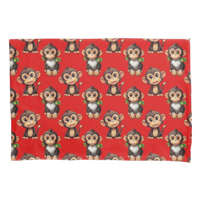 Monkey Pattern Design Red Kissenbezug (Vorderseite)