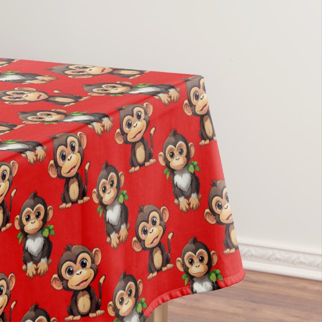 Monkey Pattern Design Red Tischdecke (Beispiel)