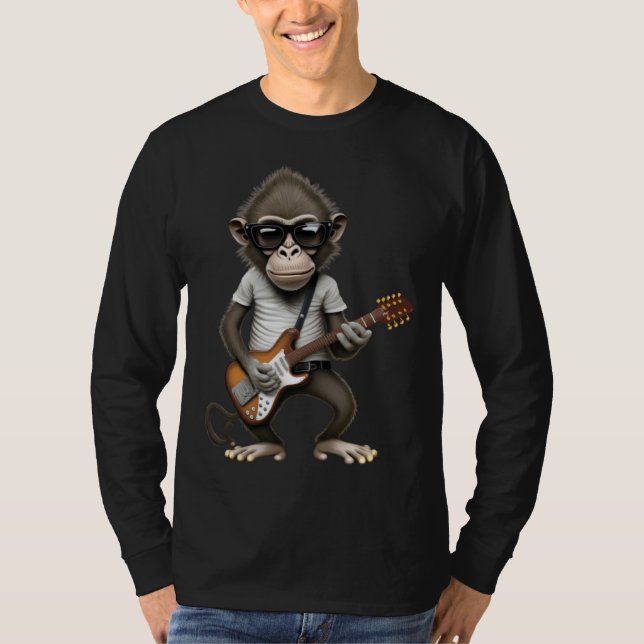 Monkey Playing Electric Guitar  Animal Monkey  Gui T-Shirt (Vorderseite)