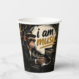 Monkey Playing Piano Music Poster – I Am Music Pappbecher