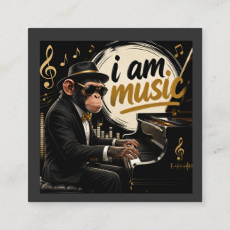 Monkey Playing Piano Music Poster – I Am Music Quadratische Visitenkarte