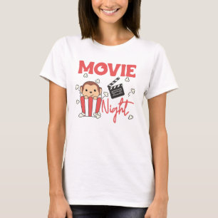 Monkey Popcorn Movie Night Sweet Monkey Movies T-Shirt