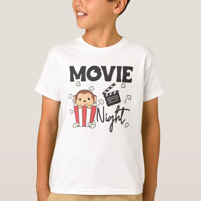 Monkey Popcorn Movie Night Sweet Monkey Movies T-Shirt (Vorderseite)