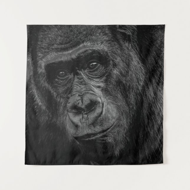 MONKEY PORTRAIT AUF BW WANDTEPPICH (Vorderseite)