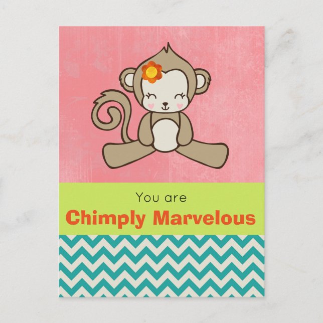 Monkey Pun Funny Niedlich Kawaii Postkarte (Vorderseite)