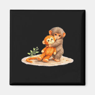 Monkey Punch Baby-Affe hält Plüschspielzeug Magnet