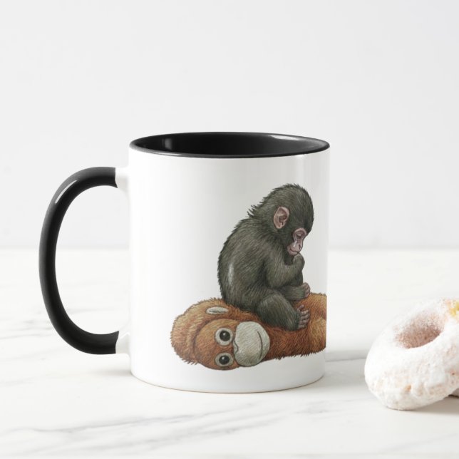 Monkey Punch, Baby Monkey Orang-Utan Umarmen  Tasse (Mit Donut)