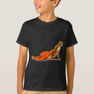 Monkey Punch Grafik Baby-Affe hält Plüschspielzeug T-Shirt