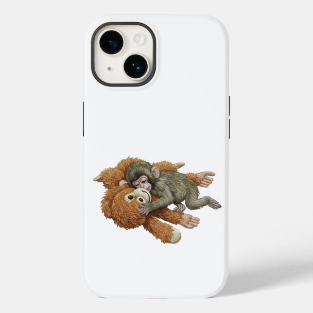 Monkey Punch Graphic, Baby Monkey Orangutan Hug  Case-Mate iPhone Hülle (Rückseite)