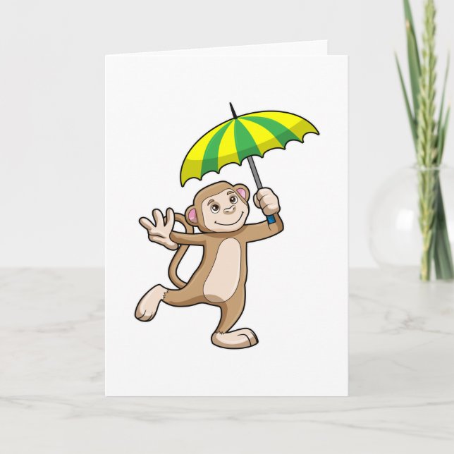 Monkey Rain Umbrella Karte (Vorderseite)