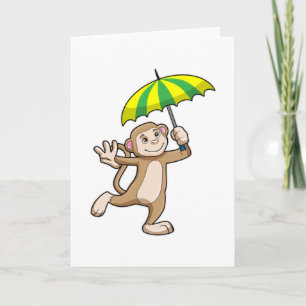 Monkey Rain Umbrella Karte