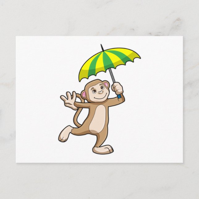 Monkey Rain Umbrella Postkarte (Vorderseite)