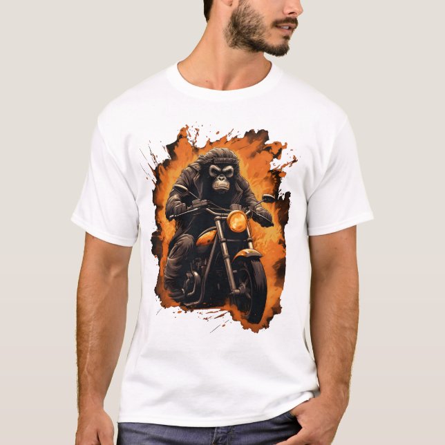 Monkey Rider Biker Cartoon T-Shirt (Vorderseite)