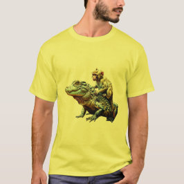 Monkey Riding Alligator - Einzigartige Tierfreunds T-Shirt