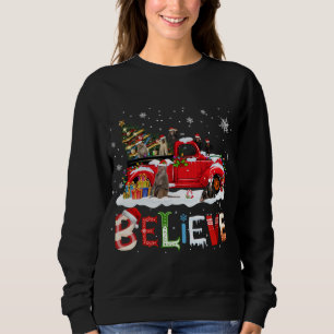 Monkey Riding Red Truck Weihnachtsbaum glauben San Sweatshirt