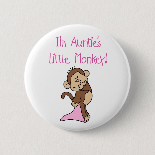 Monkey rosa Tante Button (Vorderseite)