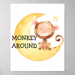 Monkey Safari Baby Kinderzimmer Poster Zitat Niedl