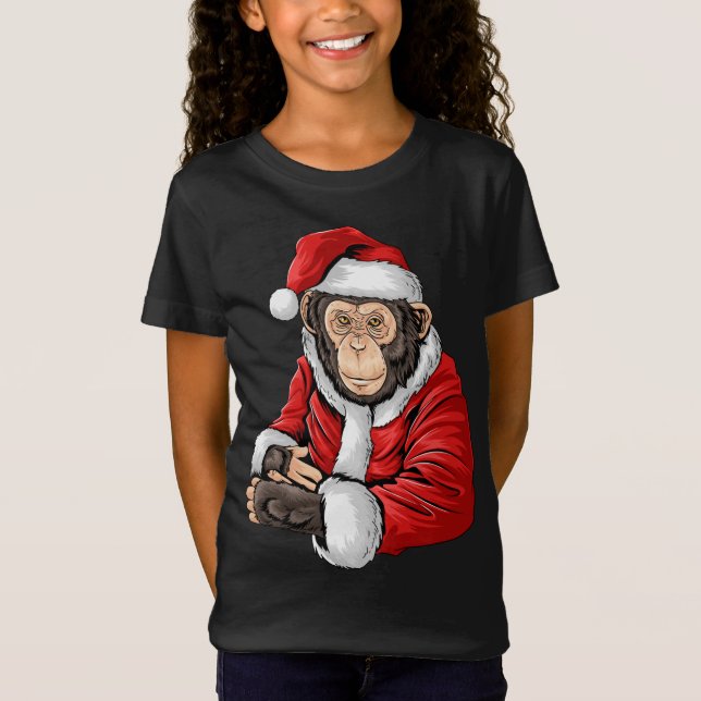 Monkey Santa Costume Weihnachten Pajama Cool Zoo A T-Shirt (Vorderseite)