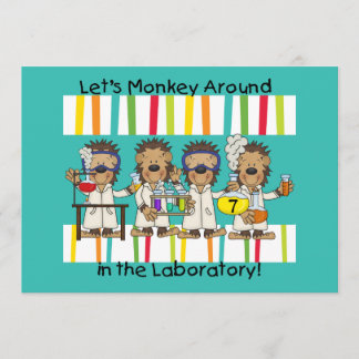 Monkey Science Mad Scientist zum Geburtstag Einlad Einladung