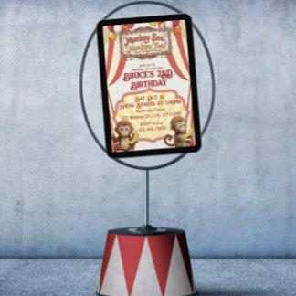 Monkey See Monkey Two, Circus 2nd Birthday Einladung