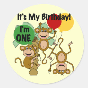 Monkey Shine 1. Geburtstagsgeschenke Runder Aufkleber