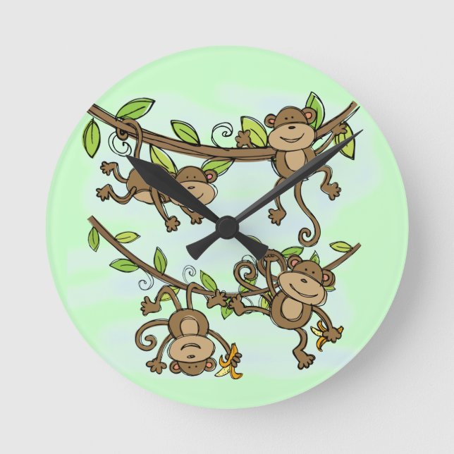 Monkey Shine Runde Wanduhr (Vorderseite)