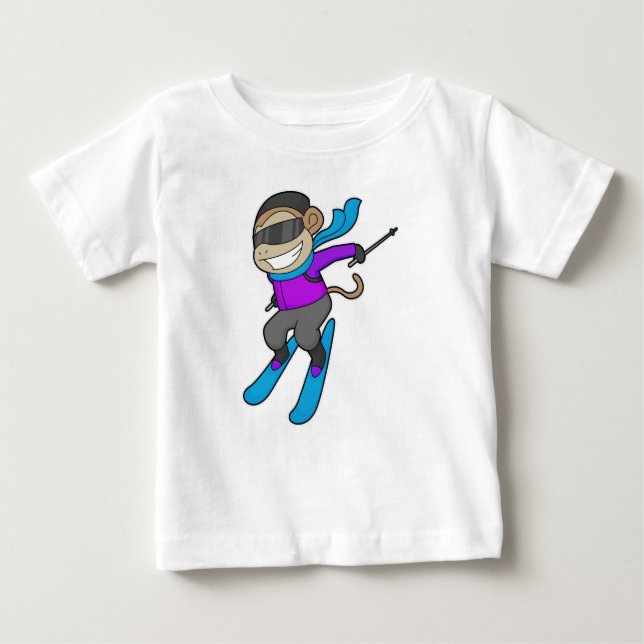 Monkey Skier Baby T-shirt (Vorderseite)