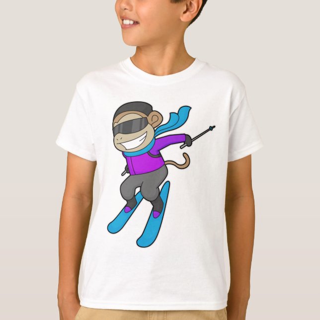 Monkey Skier T-Shirt (Vorderseite)