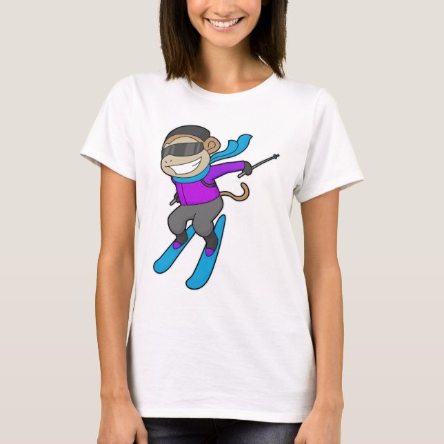 Monkey Skier T-Shirt (Vorderseite)