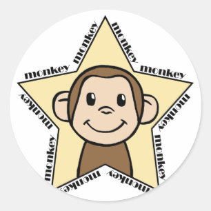 Monkey Star Runder Aufkleber