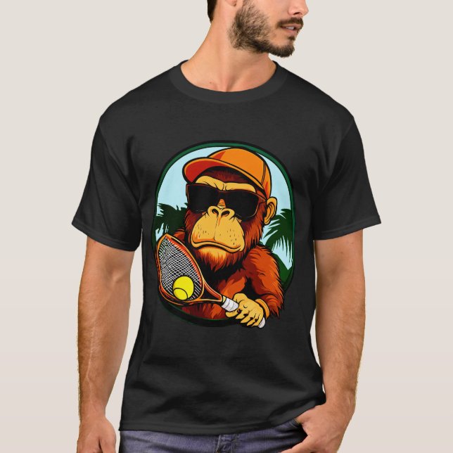 Monkey Tennisspieler T - Shirt (Vorderseite)
