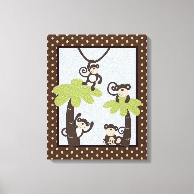 Monkey Time Mod Monkey 16x20 Leinwand Kinderzimmer (Vorderseite)