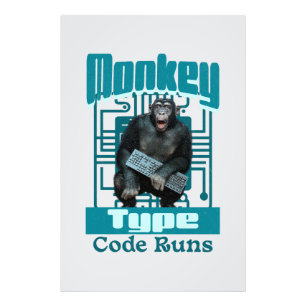 Monkey Typ, Code läuft lustig Full-Stack-Entwickle Fotodruck