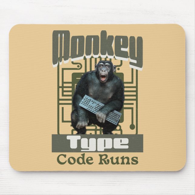 Monkey Typ, Code läuft lustig Full-Stack-Entwickle Mousepad (Vorne)