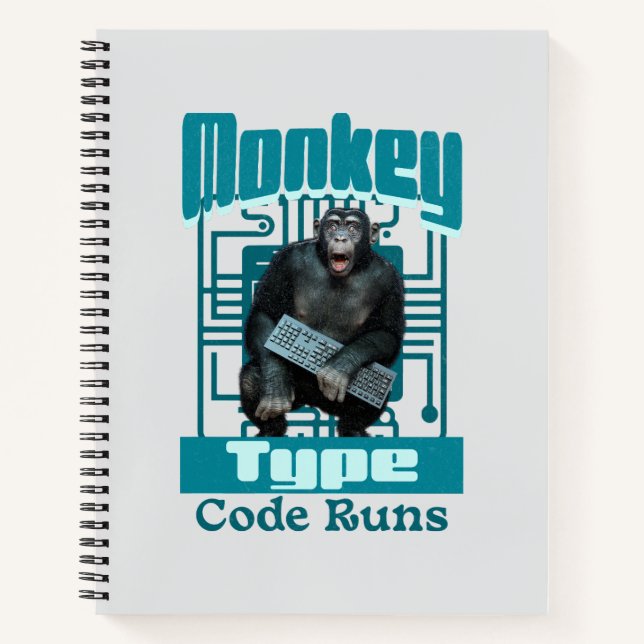 Monkey Typ, Code läuft lustig Full-Stack-Entwickle Notizbuch (Vorderseite)