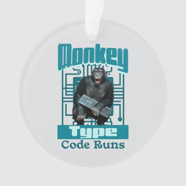 Monkey Typ, Code läuft lustig Full-Stack-Entwickle Ornament (Vorderseite)