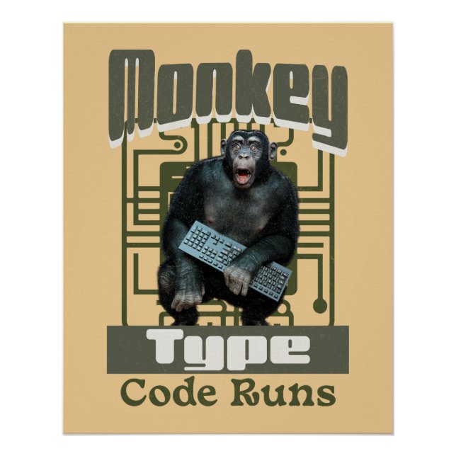 Monkey-Typ, Code läuft lustig Full-Stack-Entwickle Poster (Vorderseite)