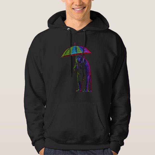 Monkey Umbrella Colourful Creative Zoo Animal Artw Hoodie (Vorderseite)